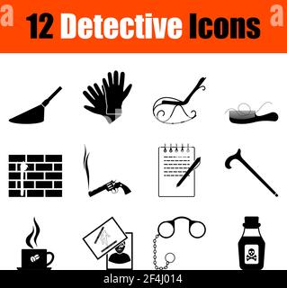 Detective Icon Set. Cute and Smooth Glyph Design. Fully editable vector illustration. Text expanded. Stock Vector