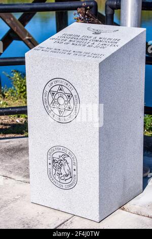 Memorial to Florida Wildlife Officer Michelle A. Lawless at the Everglades & Francis S. Taylor Wildlife Management Area on Alligator Alley, I75, in Fl Stock Photo