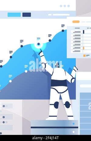 modern robot analyzing statistics graph financial data analyzing artificial intelligence technology concept Stock Vector