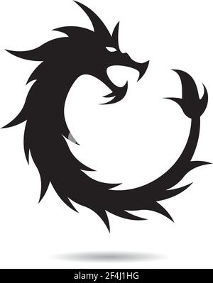Head dragon flat color logo template vector illustration Stock Vector