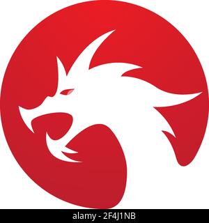Head dragon flat color logo template vector illustration Stock Vector