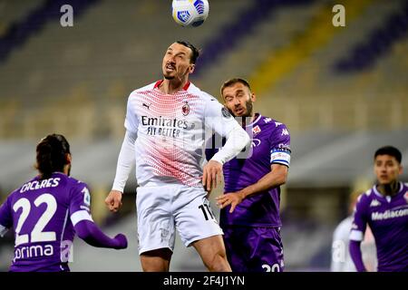 Florence, Italy. 21st Mar, 2021. Dusan Vlahovic (ACF Fiorentina) during ACF  Fiorentina vs AC Milan, Italian football Serie A match in Florence, Italy,  March 21 2021 Credit: Independent Photo Agency/Alamy Live News