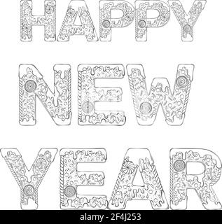 gingerbread lettering new year Stock Vector
