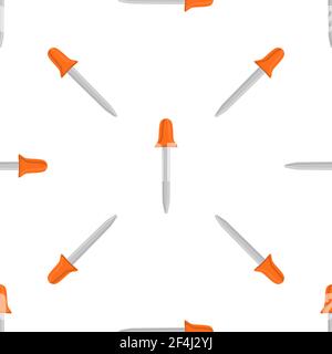 Abstract seamless medical pipette, dropper for laboratory on white background. Pattern dropper consisting of many identical glass laboratory medical p Stock Vector