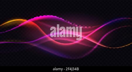 Gradient violet neon color wave, abstract light effect, dynamic soft gradient stream motion Stock Vector