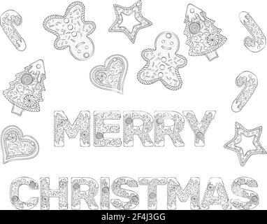 Gingerbread lettering Merry Christmas Stock Vector