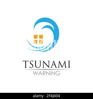 tsunami logo design, vector, icon, template Wave Tsunami Splash Water Logo Stock Vector