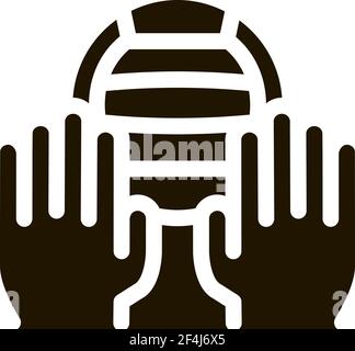 Catching Volleyball Ball Icon Vector Glyph Illustration Stock Vector