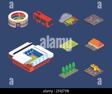 Isometric soccer stadium with trees Stock Vector Image & Art - Alamy