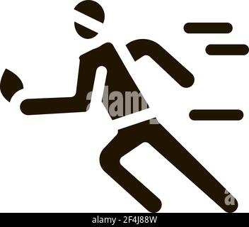 Rugby Player in Motion Icon Vector Glyph Illustration Stock Vector