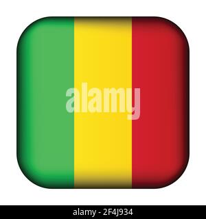 Glass light ball with flag of Mali. Squared template icon. National symbol. Glossy realistic cube, 3D abstract vector illustration highlighted. Big Stock Vector