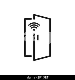 Wireless door outline icon vector automatic opening door modern entrance. For your web site design, logo, app, UI. illustration Stock Vector
