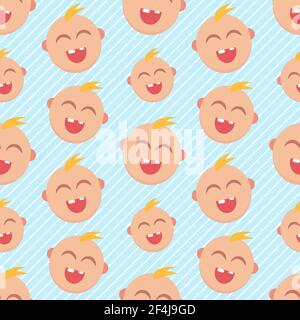 baby smile seamless pattern vector illustration Stock Vector