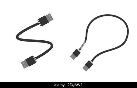 A set of USB to USB cables for connecting various devices. Flat vector illustration Stock Vector