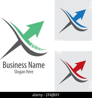 X letter with arrow logo vector icon illustration Stock Vector