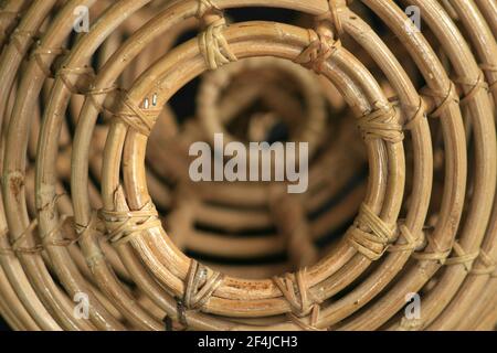 Beautiful hand crafted lantern hood made of natural rattan which is great for decoration and interior. Stock Photo