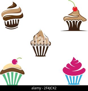 Cup cake logo vector icon illustration Stock Vector
