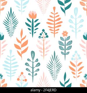 Geometric seamless pattern with flower and plant . Creative texture for fabric, textile Stock Vector