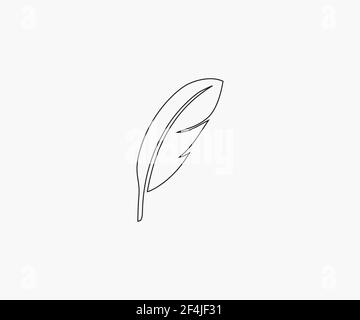 Feather icon on . Vector illustration. Stock Vector