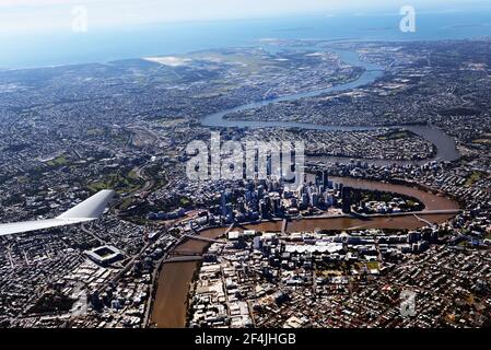 Aerial view of Brisbane's downtown. Stock Photo