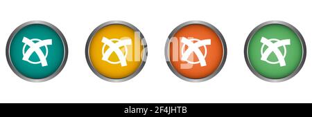 Election vote cross select vector icon metal edge, flat design round web button Stock Vector