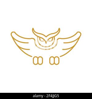 Owl icon outline logo flat simple illustration. Stock Vector