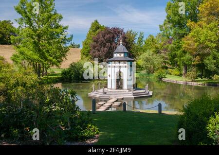 Floral park with the Turkish Pavilion by Alexandre Serebriakoff, Apremont-sur-Allier, listed as one of the most beautiful villages of France, Cher (18 Stock Photo