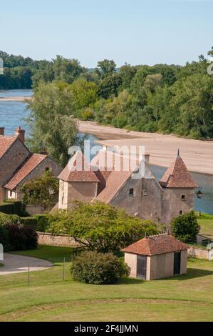 The picturesque village of Apremont-sur-Allier by the Allier river, listed as one of the most beautiful villages of France, Cher (18), Centre-Val de L Stock Photo