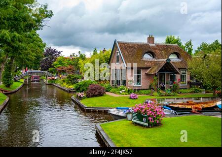 Giethoorn, Netherlands - July 6, 2019: Famous dog house in the village of Giethoorn, the Netherlands Stock Photo