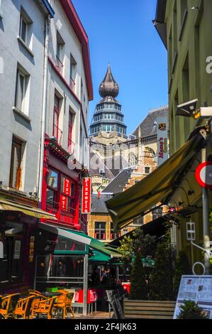 Antwerp, Belgium - July 12, 2019: Street scene from downtown Antwerp in Belgium Stock Photo