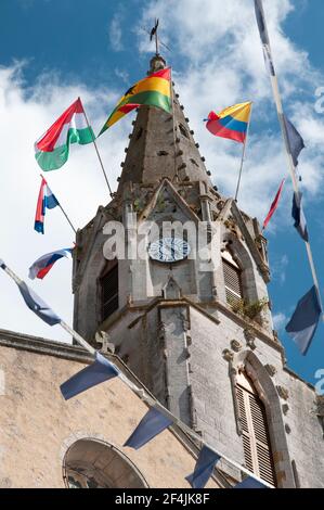 Steeple of Saint-Maxime church, Confolens, Charente (16), Nouvelle-Aquitaine region, France Stock Photo