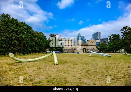 Luxembourg city, Luxembourg - July 15, 2019: Fort Thungen known as Three Acorns fortress and the MUDAM museum in Luxembourg city, Europe Stock Photo