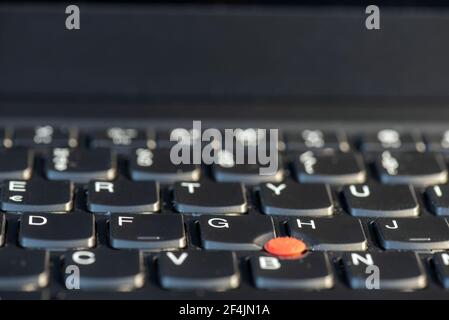 Macro shot of laptop with black keyboard Stock Photo