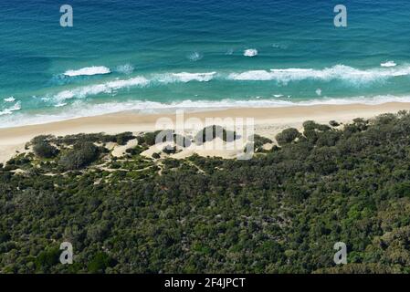 Aerial view of the Pristine coastline of North Stradbroke island in Queensland, Australia. Stock Photo