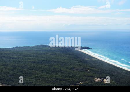 Aerial view of the Pristine coastline of North Stradbroke island in Queensland, Australia. Stock Photo