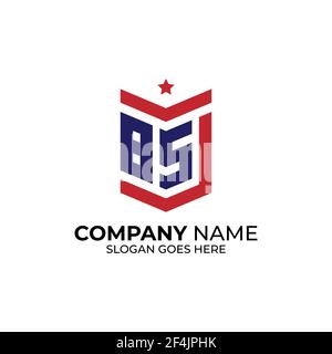 Initial letter of BS logo design vector, alphabet B and S logo template Stock Vector