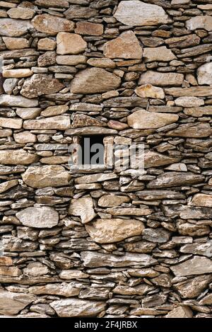 Slate Slabs Texture Wall Background. Beautiful Abstract Grunge. Pattern of black slate wall. Square window Stock Photo