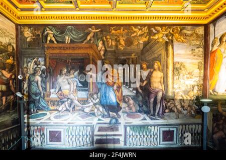 Room of the Marriage of Alexander the Great and Roxanne in villa Farnesina frescoed by Giovanni Antonio Bazzi known as Il Sodoma (1519) - Roma, Italy Stock Photo