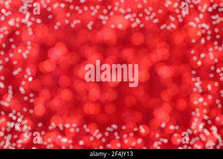 Christmas background with red lights and snowflakes Stock Photo