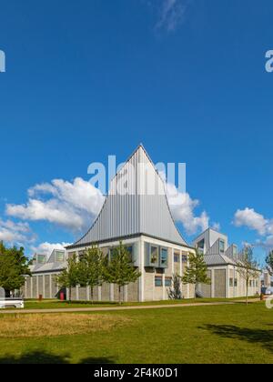 Aalborg, Denmark - September 1, 2020: The Utzon Center , a cultural center located in Aalborg waterfront. The center was designed by the famous Danish Stock Photo