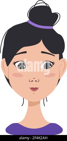 Icon of facial expressions avatars of an oriental woman with different emotions Stock Vector