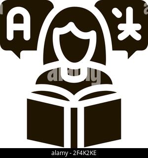 Woman Learning Language Icon Vector Stock Vector
