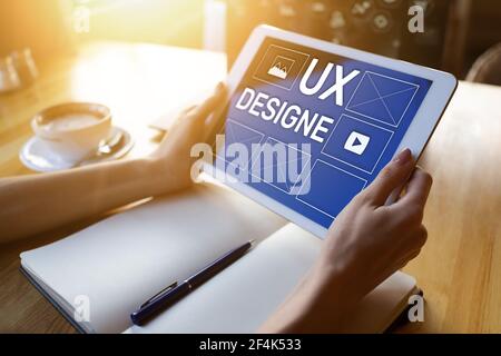 UX Design. User experience designer, Web and application development. Internet and technology concept. Stock Photo