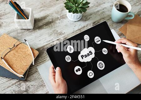 PaaS - Platform as a service. Technology and internet concept on screen. Stock Photo