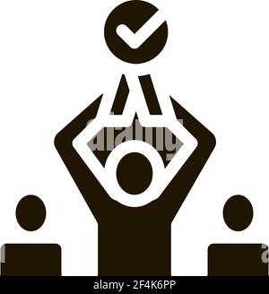 Human Winner Holding Medal Icon Thin Line Vector Stock Vector Image ...