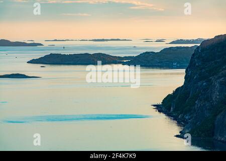 Sunset over Archipelago of Rortangen and big island Bratton Sweden Stock Photo