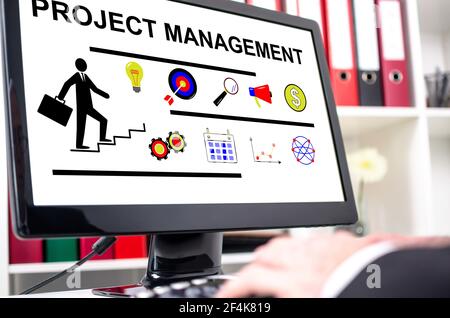 Project management concept shown on a computer screen Stock Photo