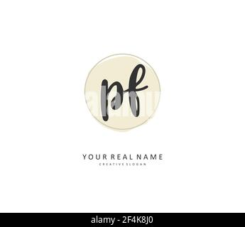 PF Initial letter handwriting and signature logo. A concept handwriting initial logo with template element. Stock Vector