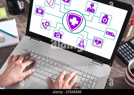 Health protection concept shown on a laptop screen Stock Photo