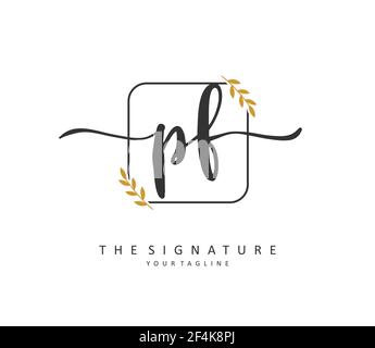 PF Initial letter handwriting and signature logo. A concept handwriting initial logo with template element. Stock Vector